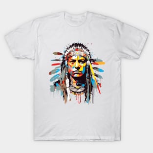 American Native Indian Brave Warrior Inspiration People Abstract T-Shirt